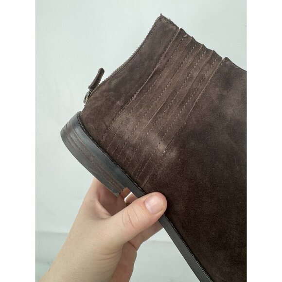 Eileen Fisher Rich Suede Bootie Women 9 Brown Bohemian Zip Modern Contemporary - Picture 5 of 11